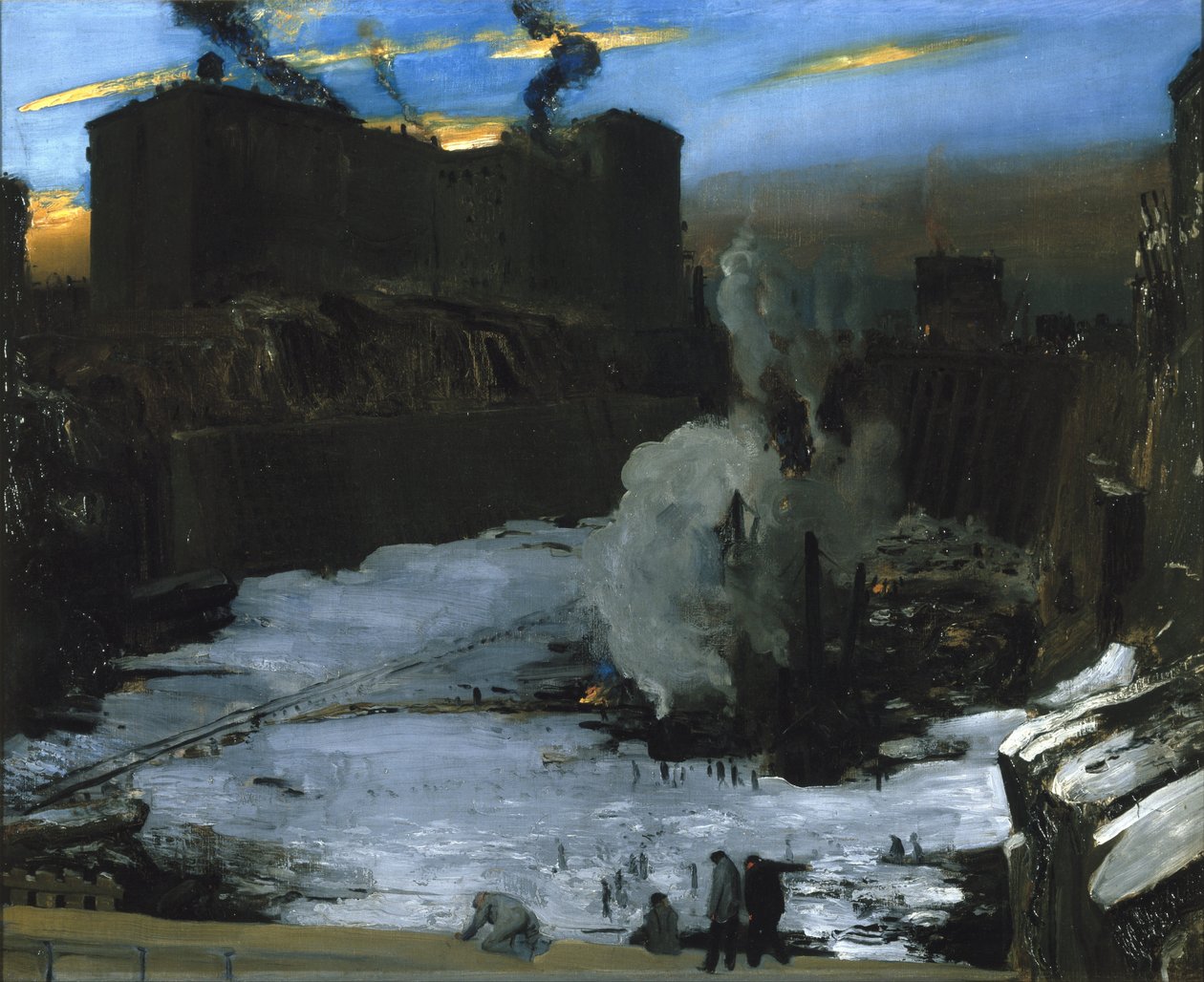 Opgraving bij Pennsylvania Station door George Bellows