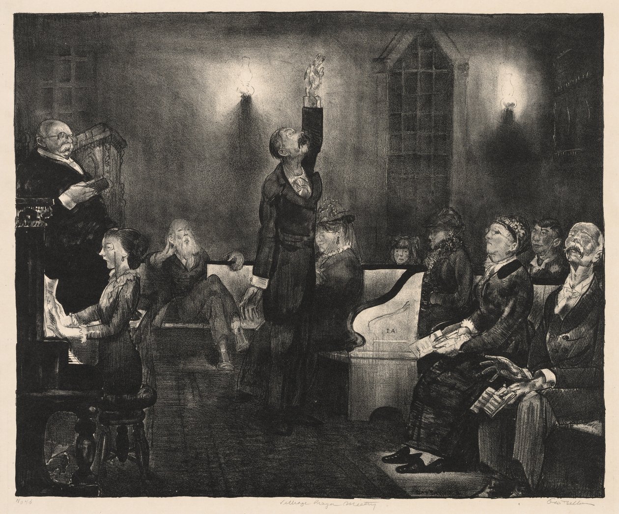 Gebedsbijeenkomst, Second Stone door George Bellows
