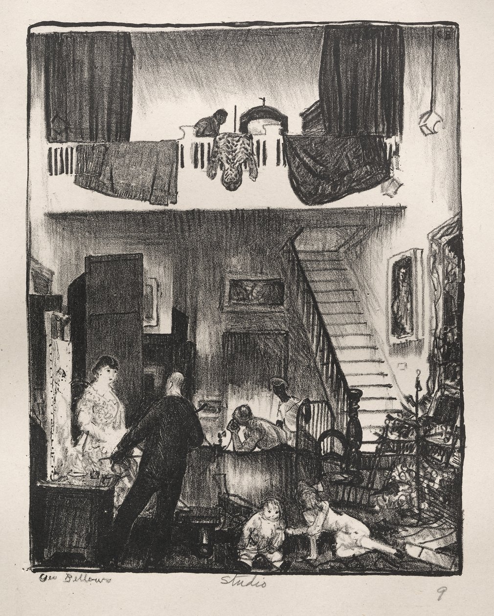 Het atelier, Kerstmis 1916 door George Bellows