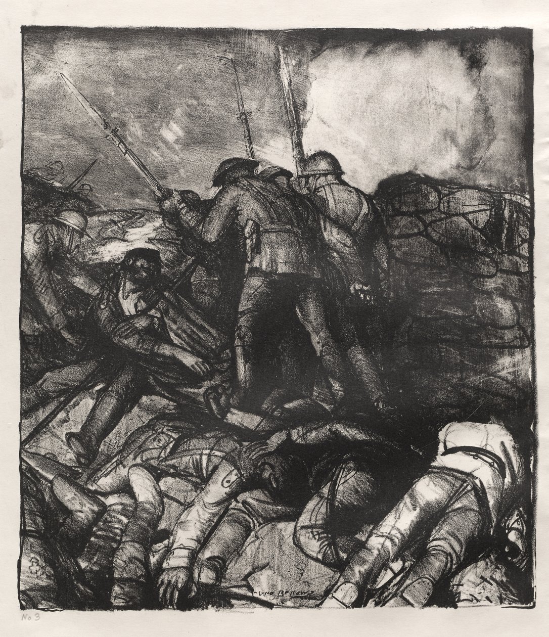 Oorlogsserie: De aanval, detail rechts, eerste staat door George Bellows
