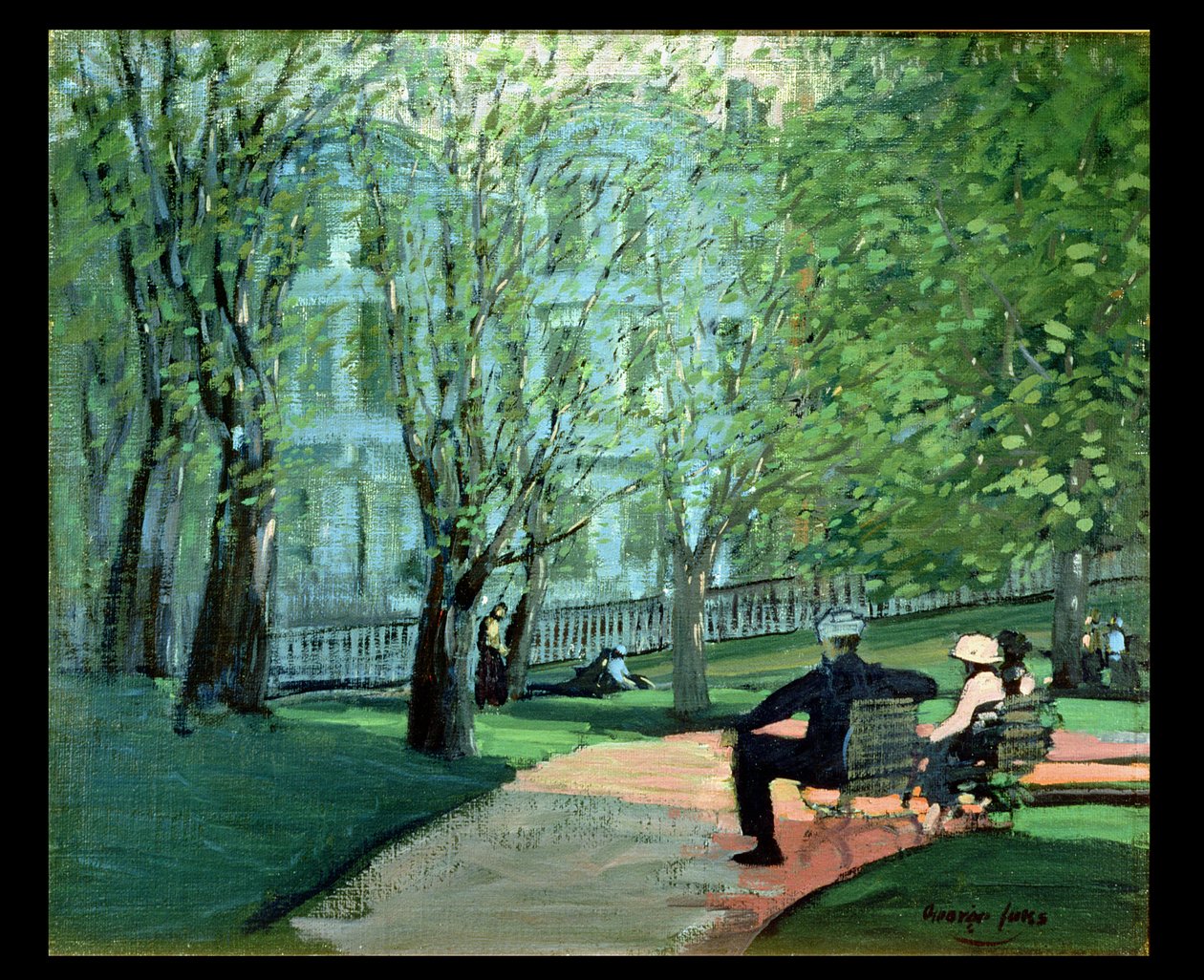 Zomerdag, Boston Public Garden, c.1923 door George Benjamin Luks