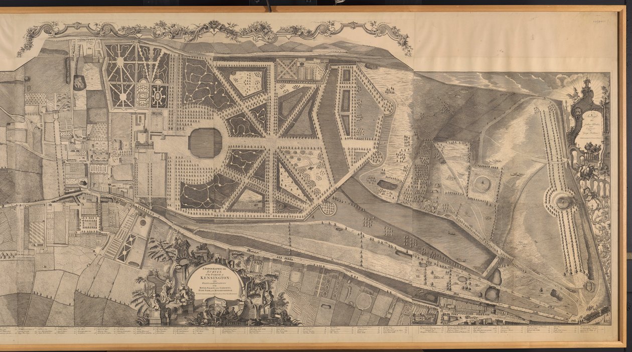 Een Topografisch Onderzoek van de Parochie van Kensington met Plannen en Elevaties van het Koninklijk Paleis en Tuinen, Hyde Park en Knightsbridge door George Bickham