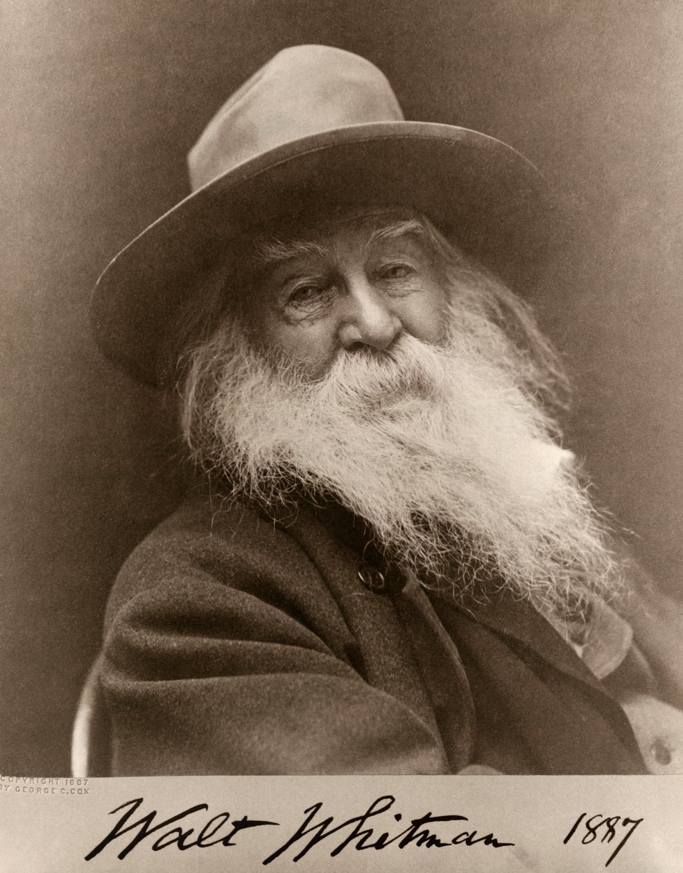 Portret van Walt Whitman in 1887 door George C. Cox