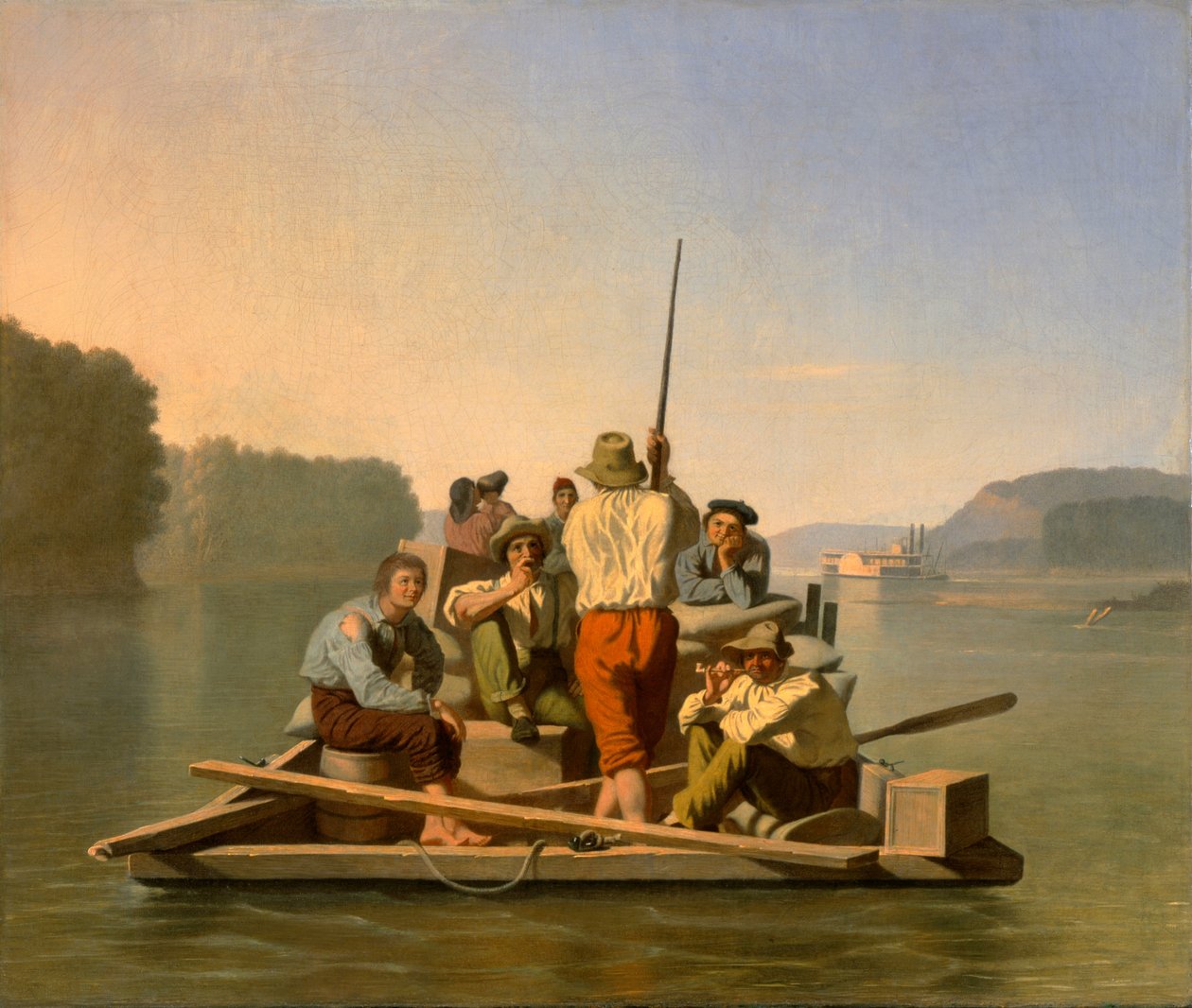 Lichter verlicht een aan de grond gelopen stoomboot door George Caleb Bingham