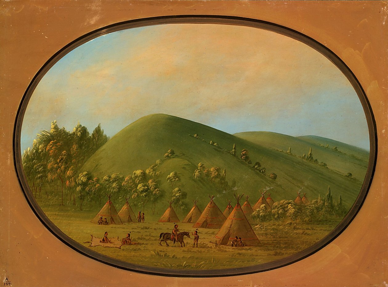 Een klein Cheyenne-dorp door George Catlin