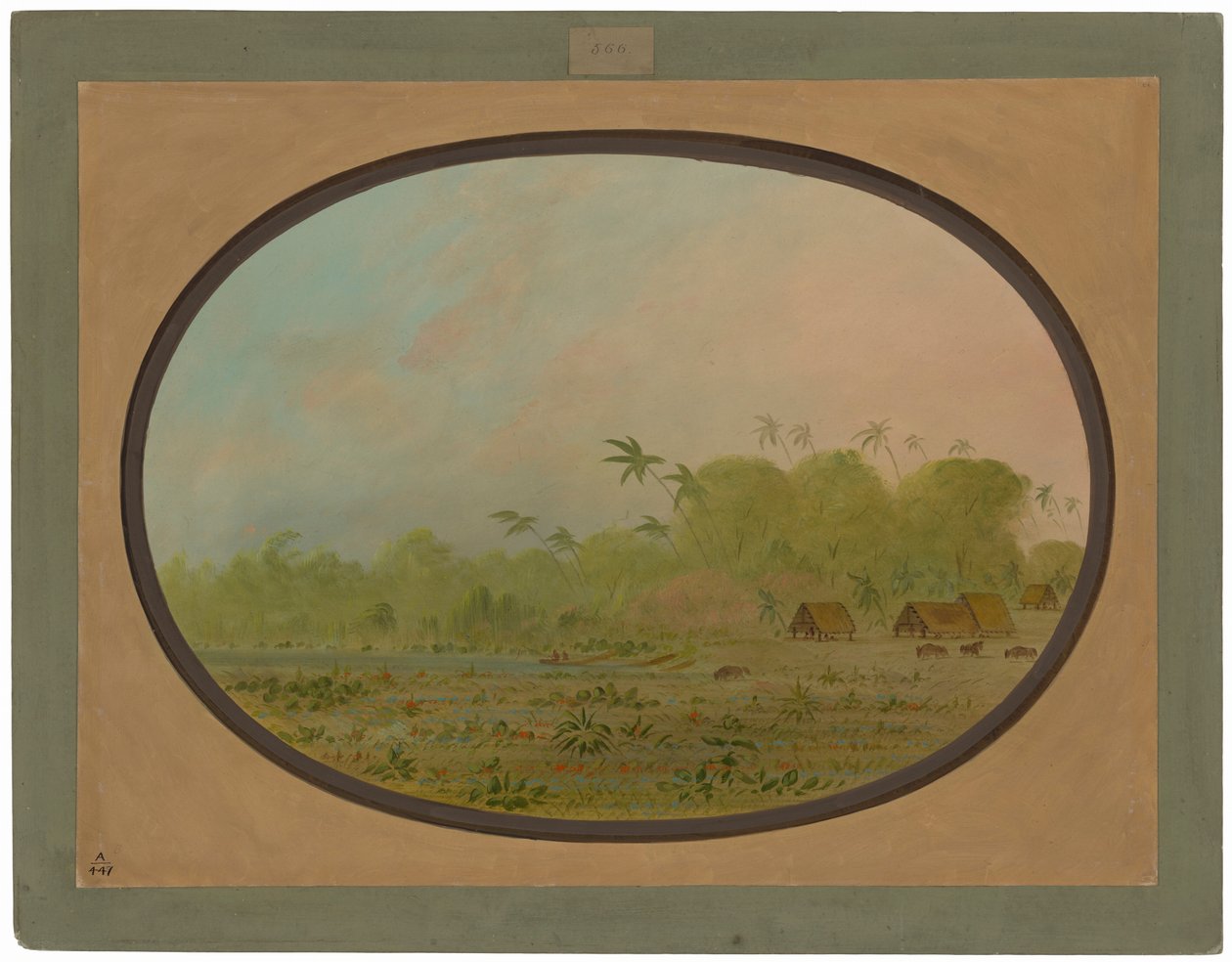 Een klein dorp van Remos-indianen door George Catlin
