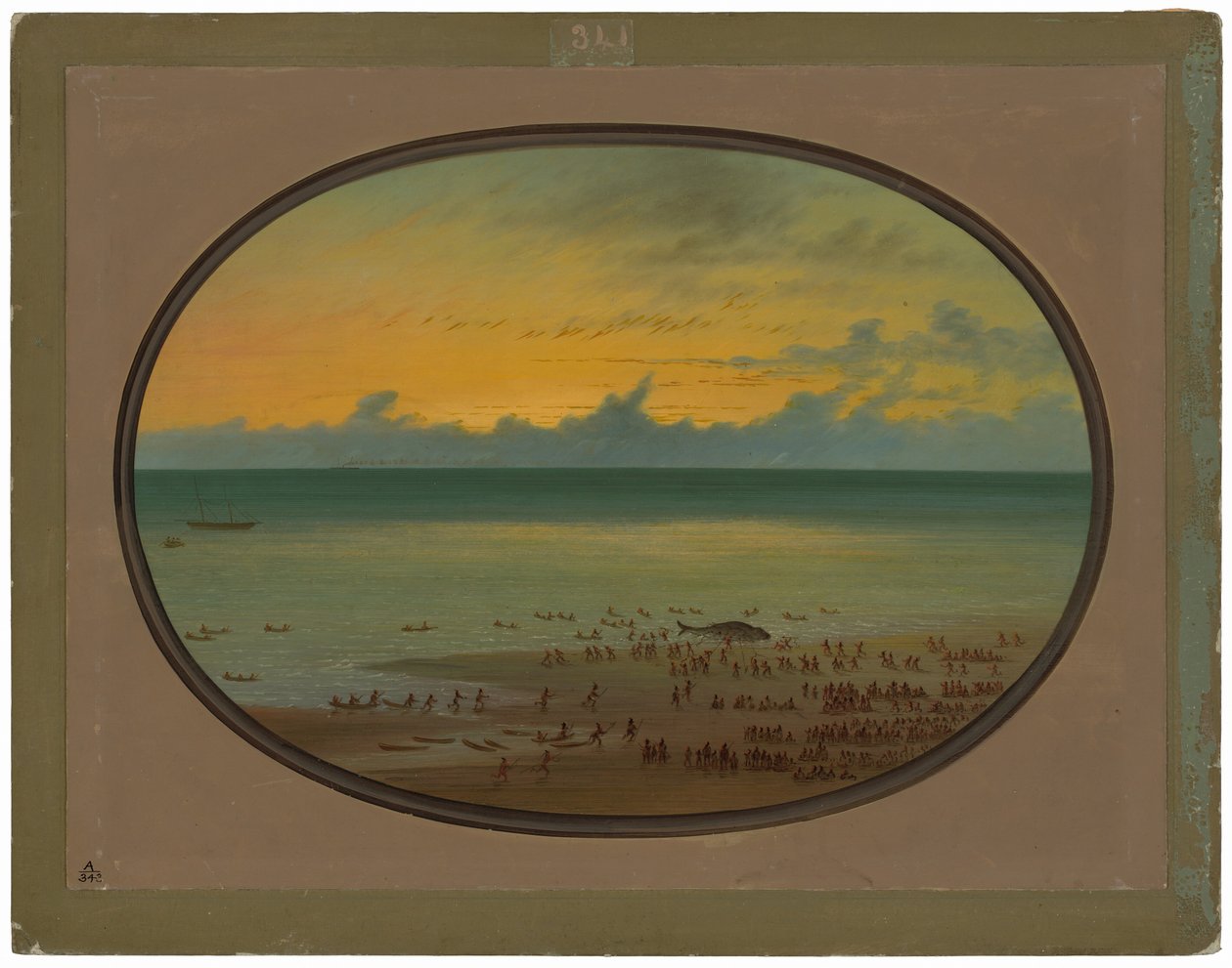 Een Walvis aan Land - Klahoquat door George Catlin