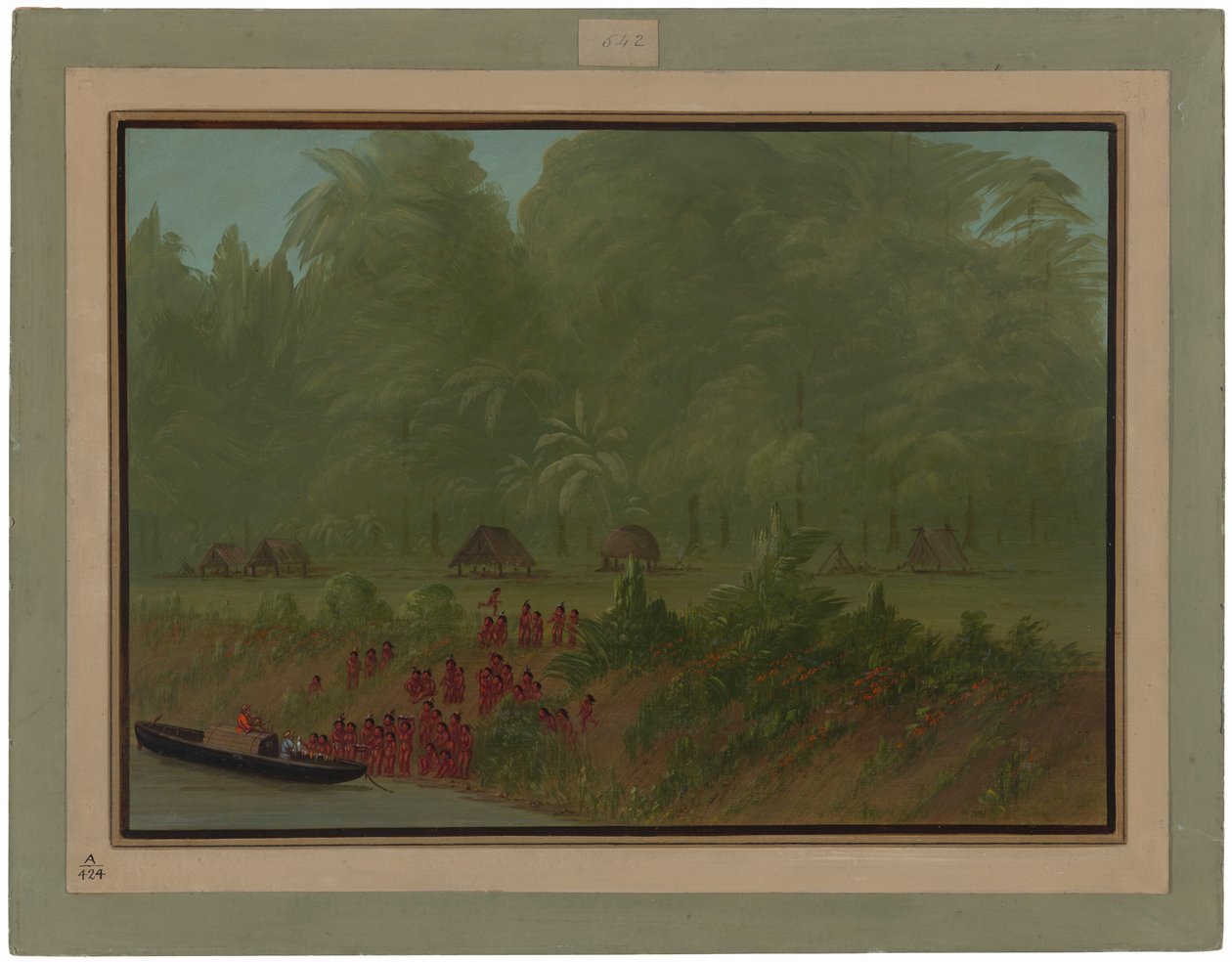 Een Yahua-dorp door George Catlin