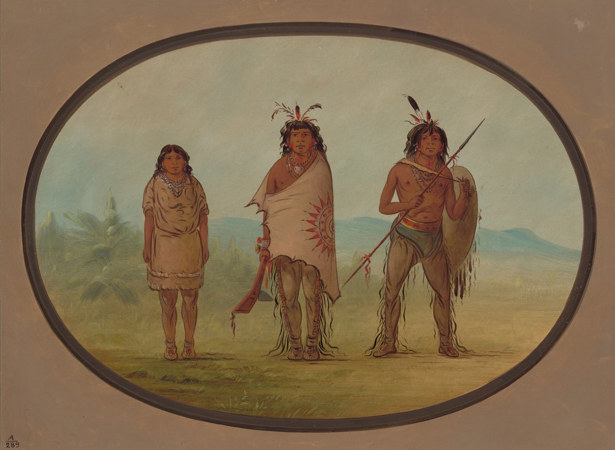 Een Yuma-hoofdman, zijn dochter en een krijger, 1855-1869 door George Catlin