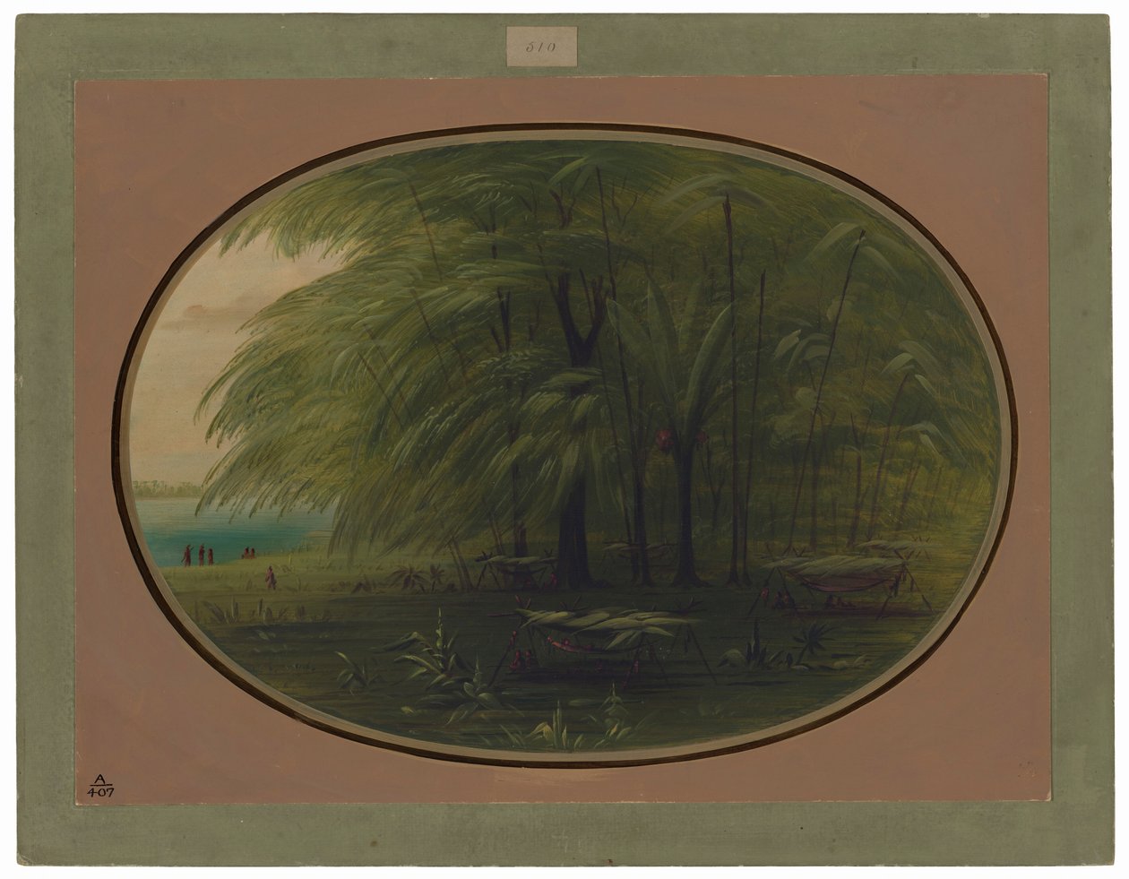 Een Indiaans Dorp - Oever van de Amazone door George Catlin