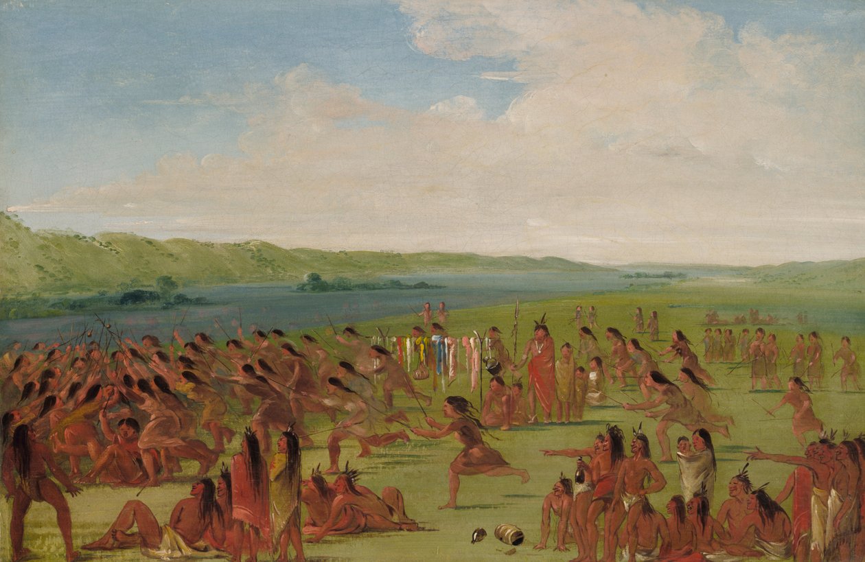 Balspel van de vrouwen, Prairie du Chien, 1835-1836 door George Catlin