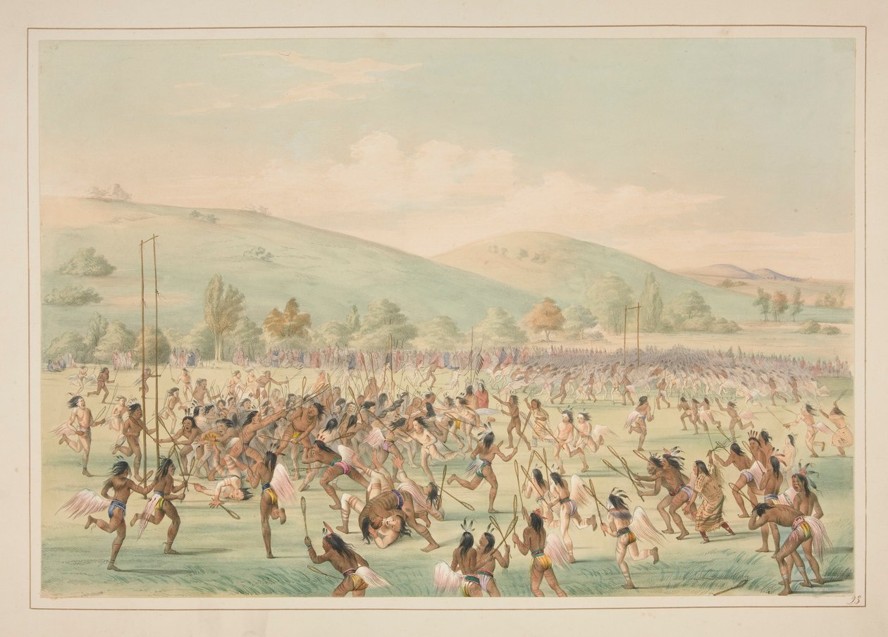 Balspel, pl. 23 uit het Noord-Amerikaanse Indianenportfolio door George Catlin