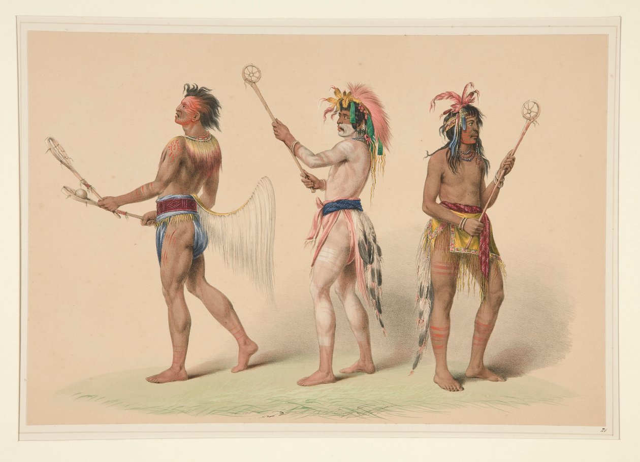Balspelers, pl. 21 uit de North American Indian Portfolio door George Catlin