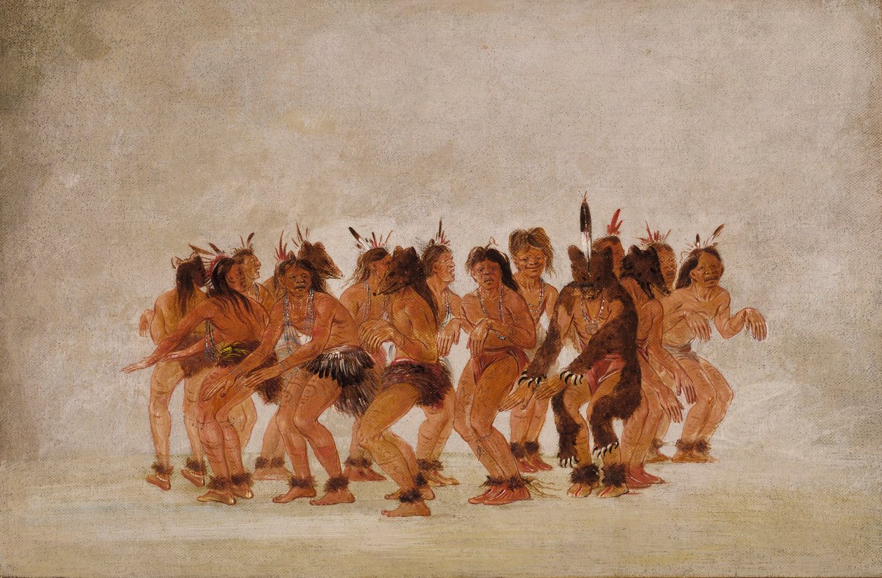 Berendans, Voorbereiding op een Berenjacht door George Catlin