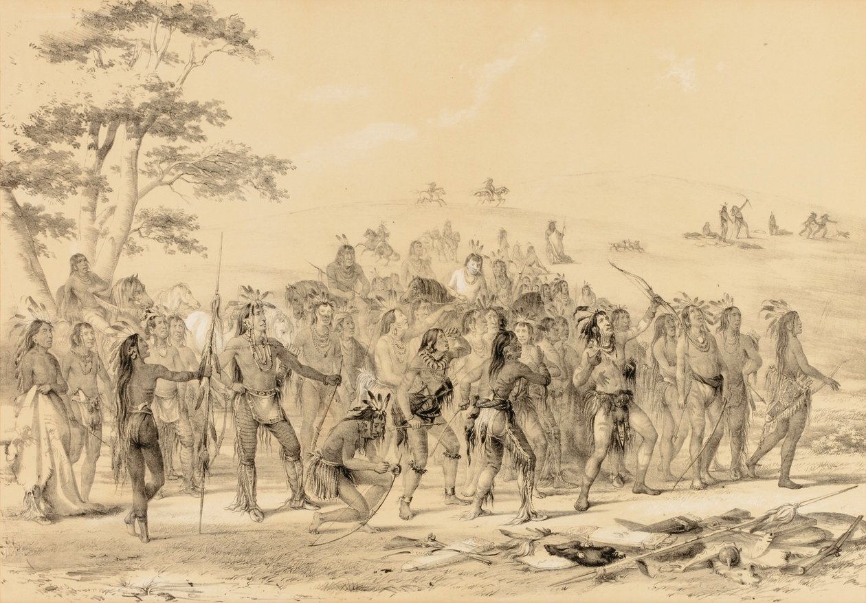 Dapperpijlen schieten - een wedstrijd - nr. 24 door George Catlin