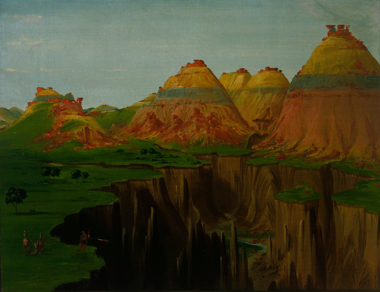 "Brick Kilns," Clay Bluffs 1900 mijl boven St. Louis door George Catlin