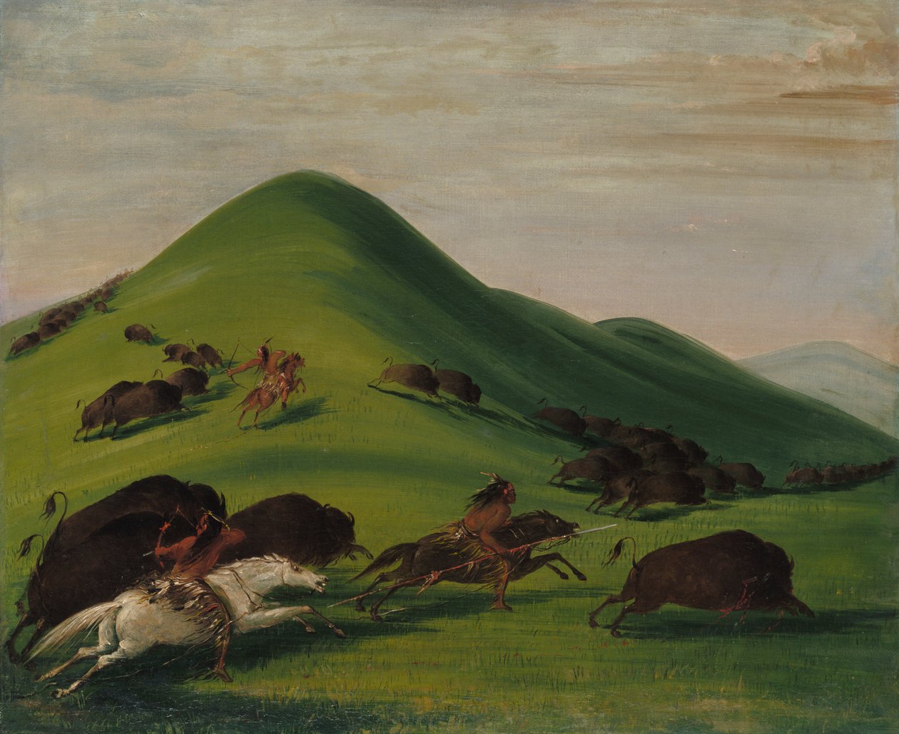Buffeljacht over Prairie Bluffs, 1832-1833 door George Catlin