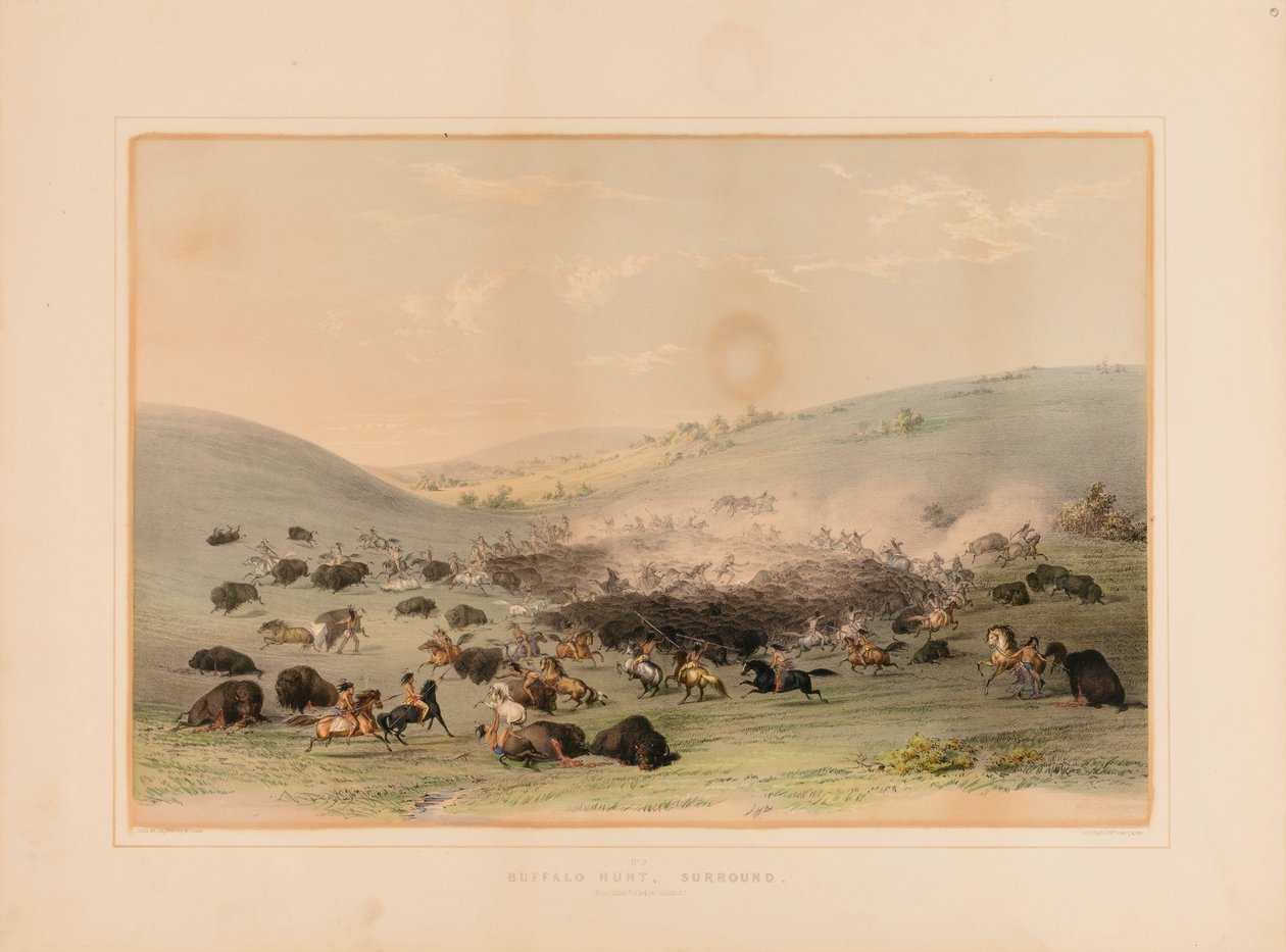 Buffeljacht Surround--nr. 9 door George Catlin