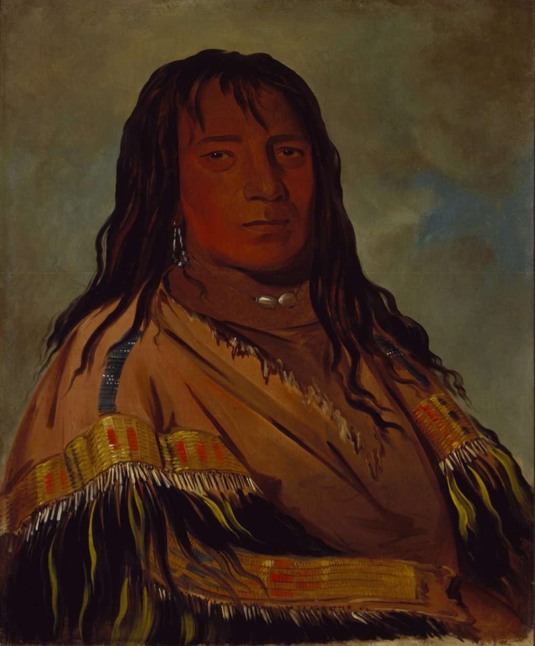 Chá-tee-wah-née-che, No Heart, opperhoofd van de Wah-ne-watch-to-nee-nah Band door George Catlin