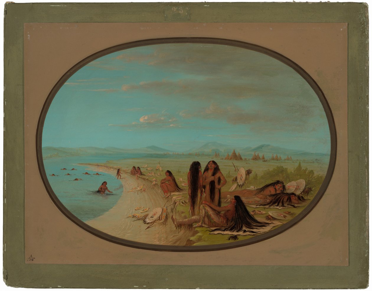 Kraaien krijgers baden door George Catlin