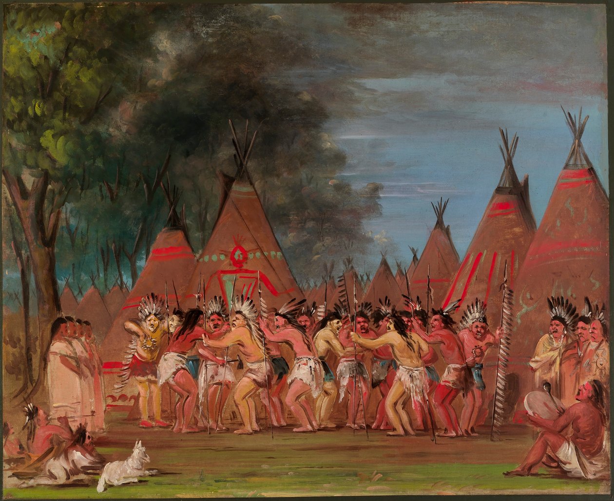 Dans van de stamhoofden, monding van de Teton-rivier door George Catlin