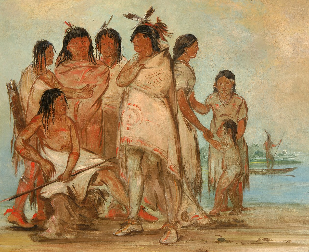 Du-cór-re-a, stamhoofd, en zijn familie door George Catlin