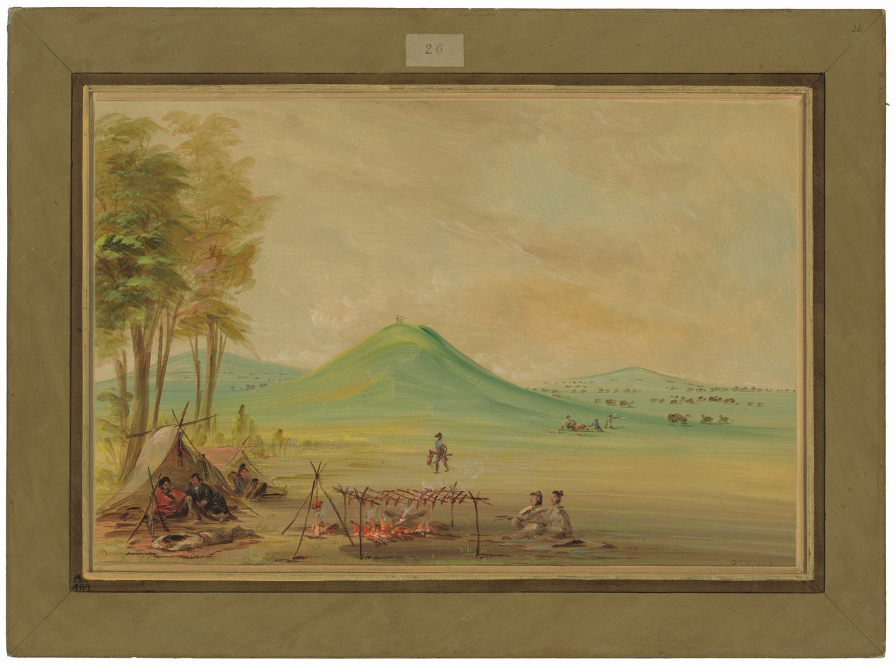 Expeditie die haar kamp had opgeslagen op een prairie in Texas.  April 1686 door George Catlin