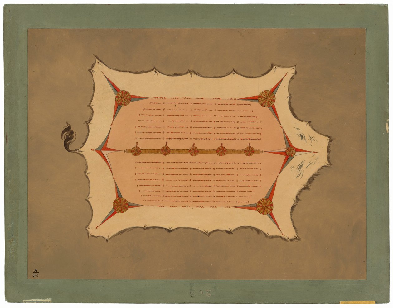 Facsimile van een Sioux-mantel met stekelvarkenkwasten door George Catlin