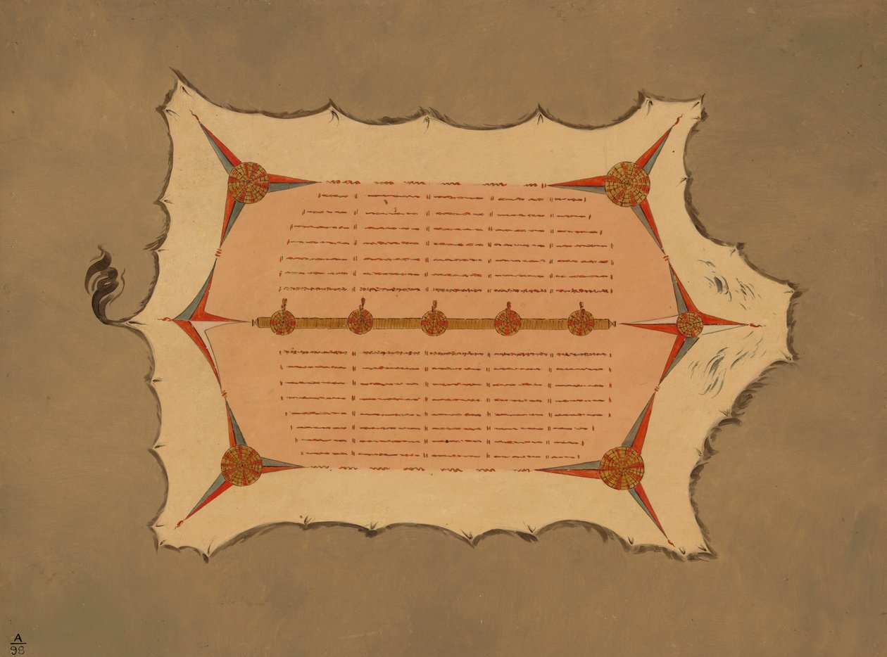 Facsimile van een Sioux Mantel met Stekelvarken Kwasten, 1861-1869 door George Catlin