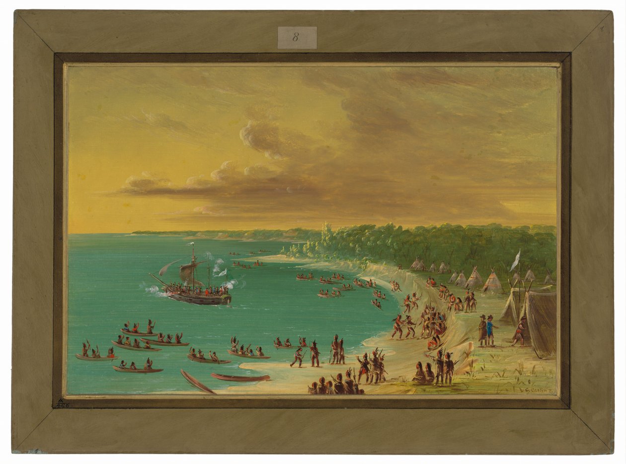 Eerste vaart van de Griffin op het Eriemeer. 7 augustus 1679 door George Catlin