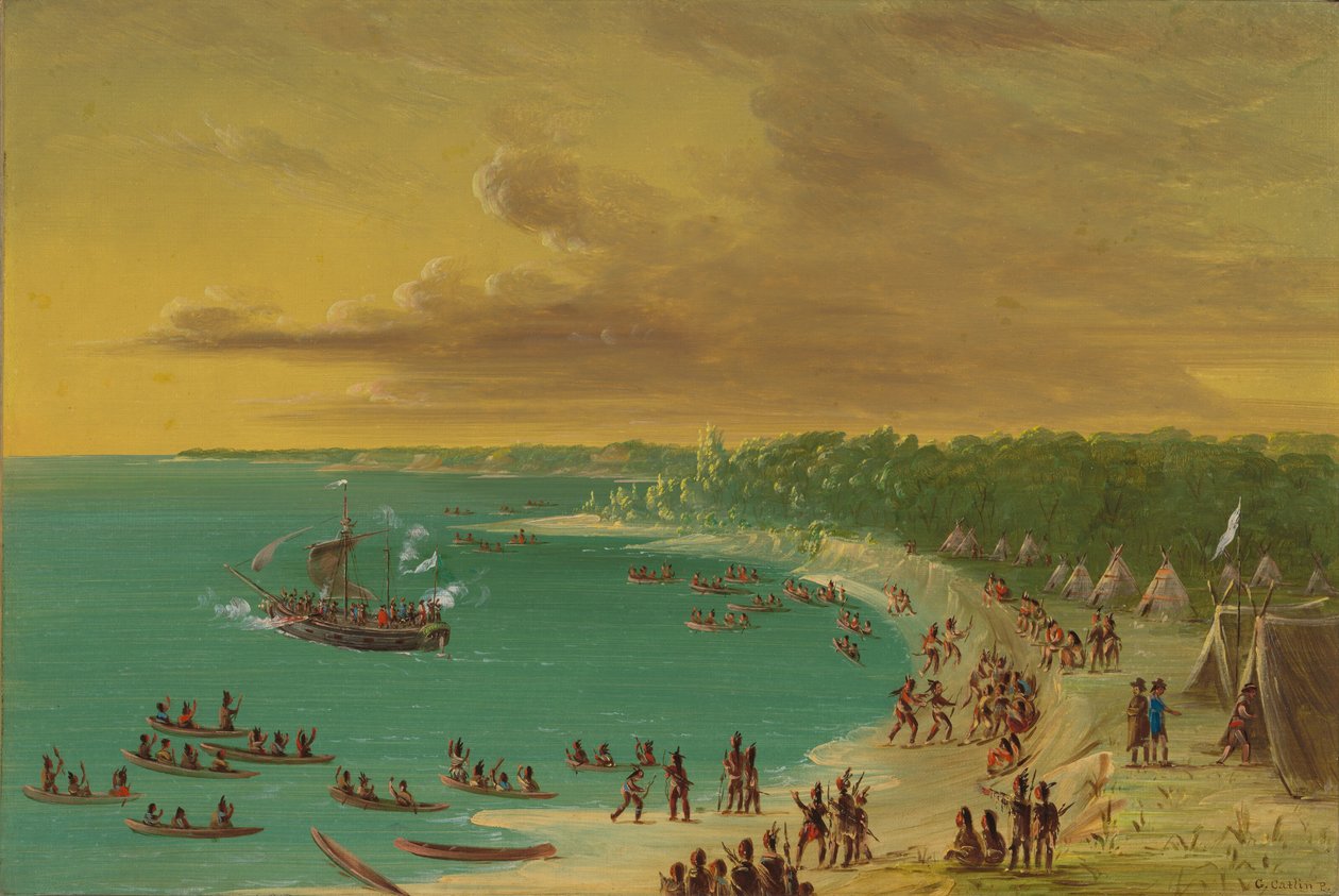 Eerste zeiltocht van de Griffin op Lake Erie, 7 augustus 1679, 1847-1848 door George Catlin