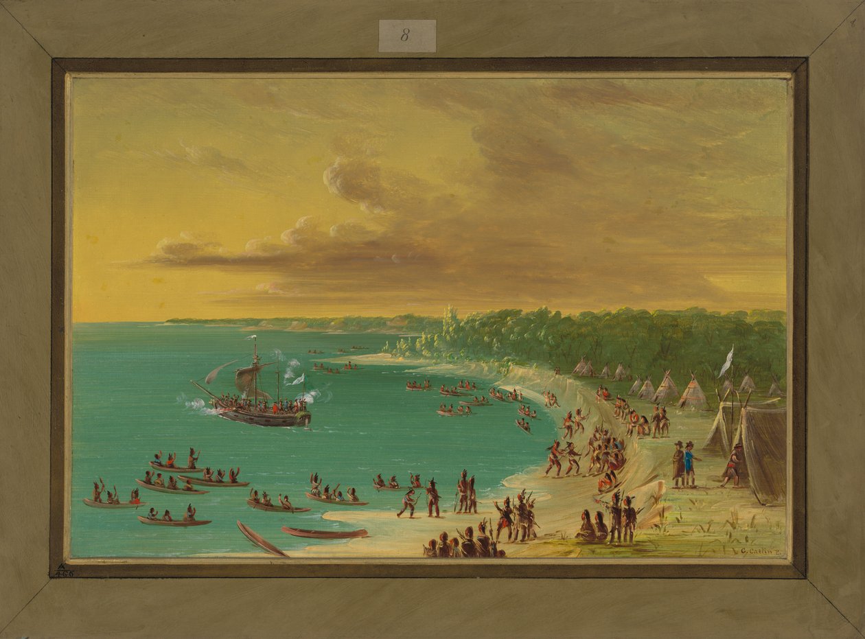 Eerste zeiltocht van de Griffin op Lake Erie, 7 augustus 1679, 1847-48 door George Catlin