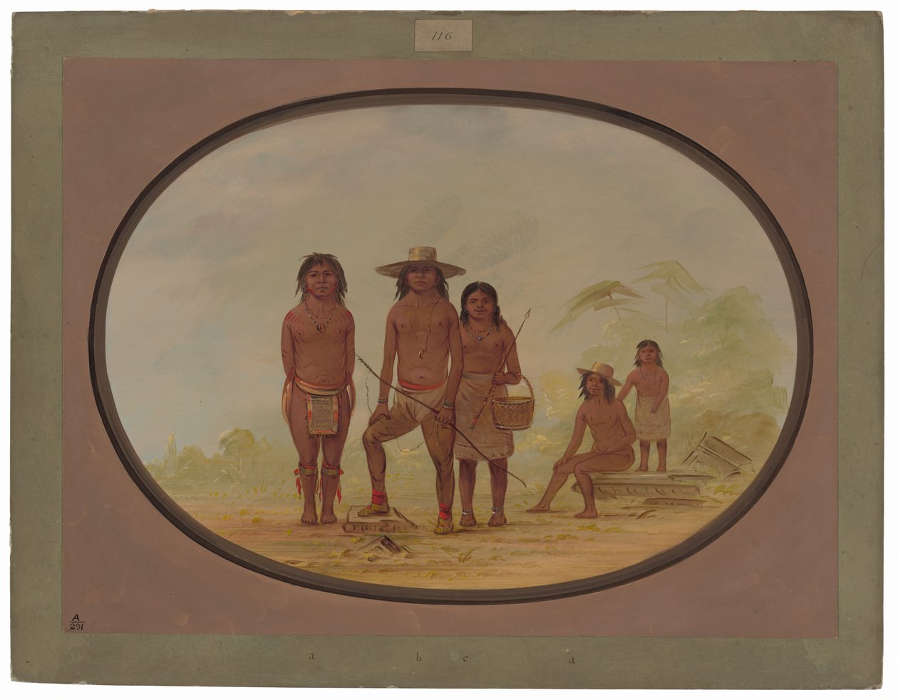 Vijf Maya-indianen door George Catlin
