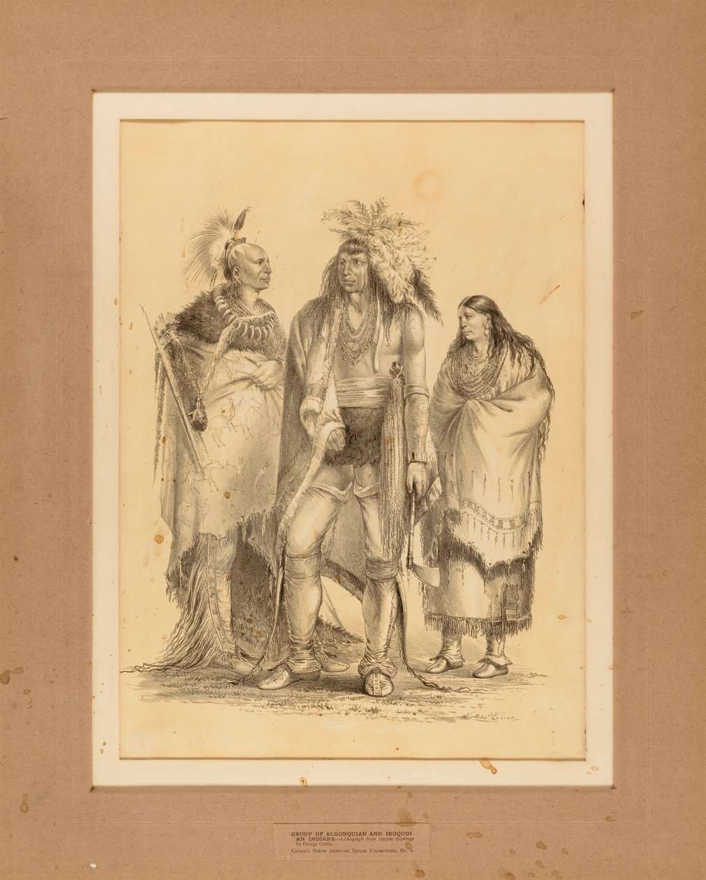 Groep van Algonquiaanse en Iroquoiaanse Indianen--no. 1 door George Catlin