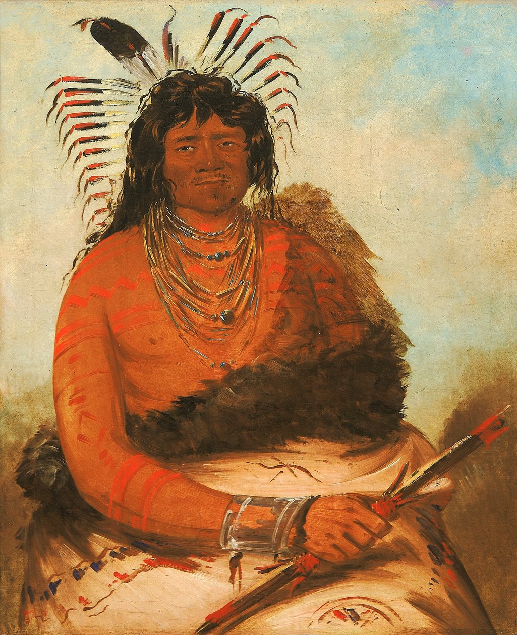 Háh-nee, de bever, een krijger door George Catlin