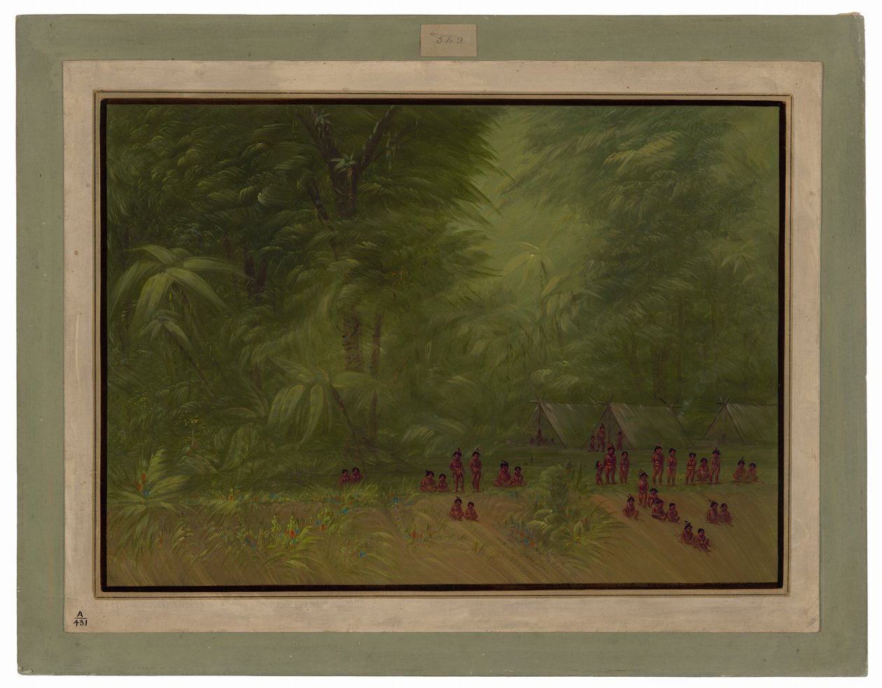 Indianenkamp in het bos door George Catlin