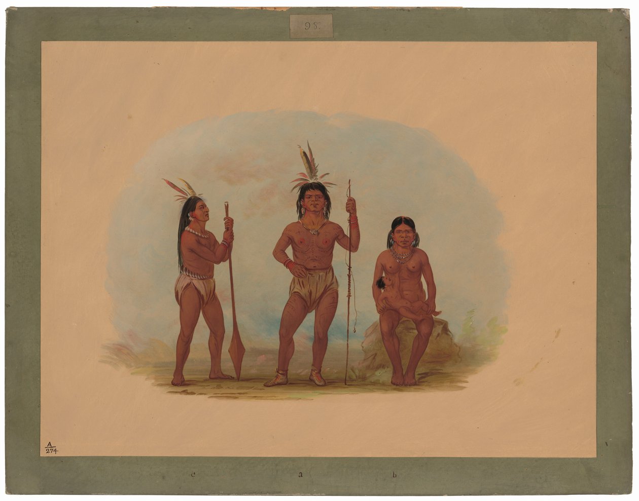 Klahoquaht Hoofdman, Zijn Vrouw en Zoon door George Catlin