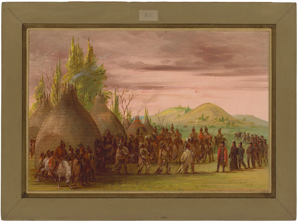 La Salle ontvangen in het dorp van de Cenis-indianen. 6 mei 1686 door George Catlin