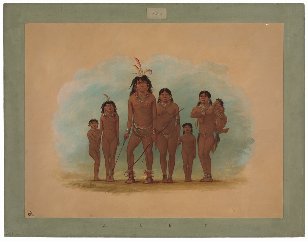 Lengua Hoofdman, Zijn Twee Vrouwen en Vier Kinderen door George Catlin