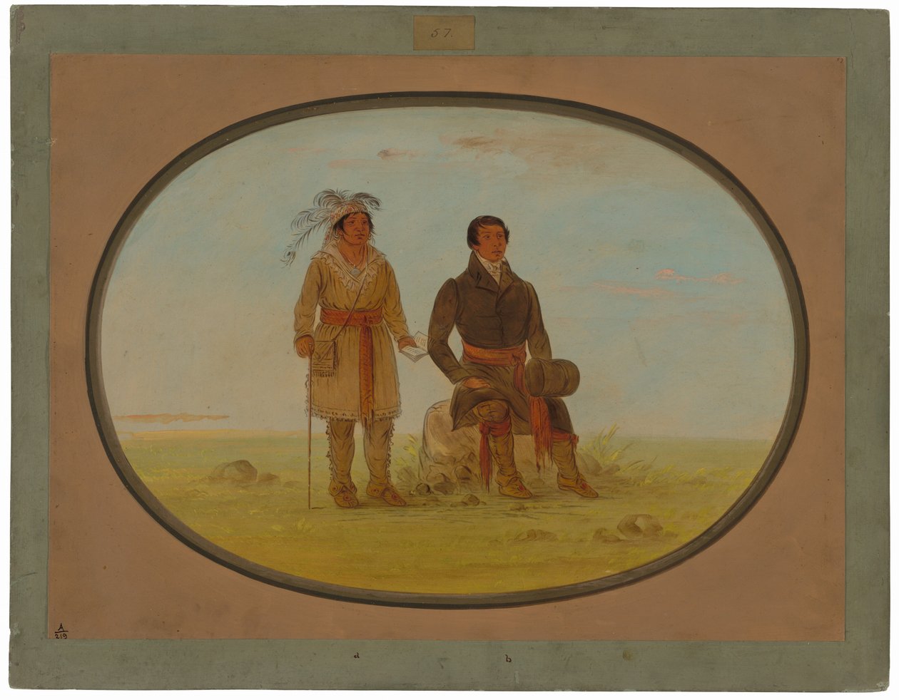 Mohigan opperhoofd en een missionaris door George Catlin