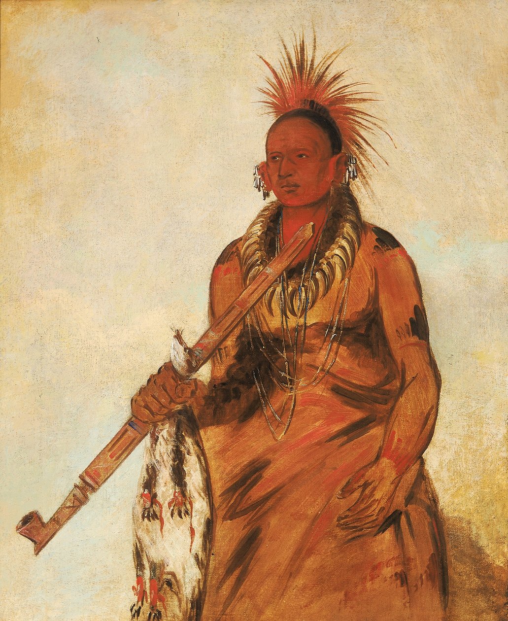 No-o-mún-nee, Loopt in de regen, een krijger door George Catlin