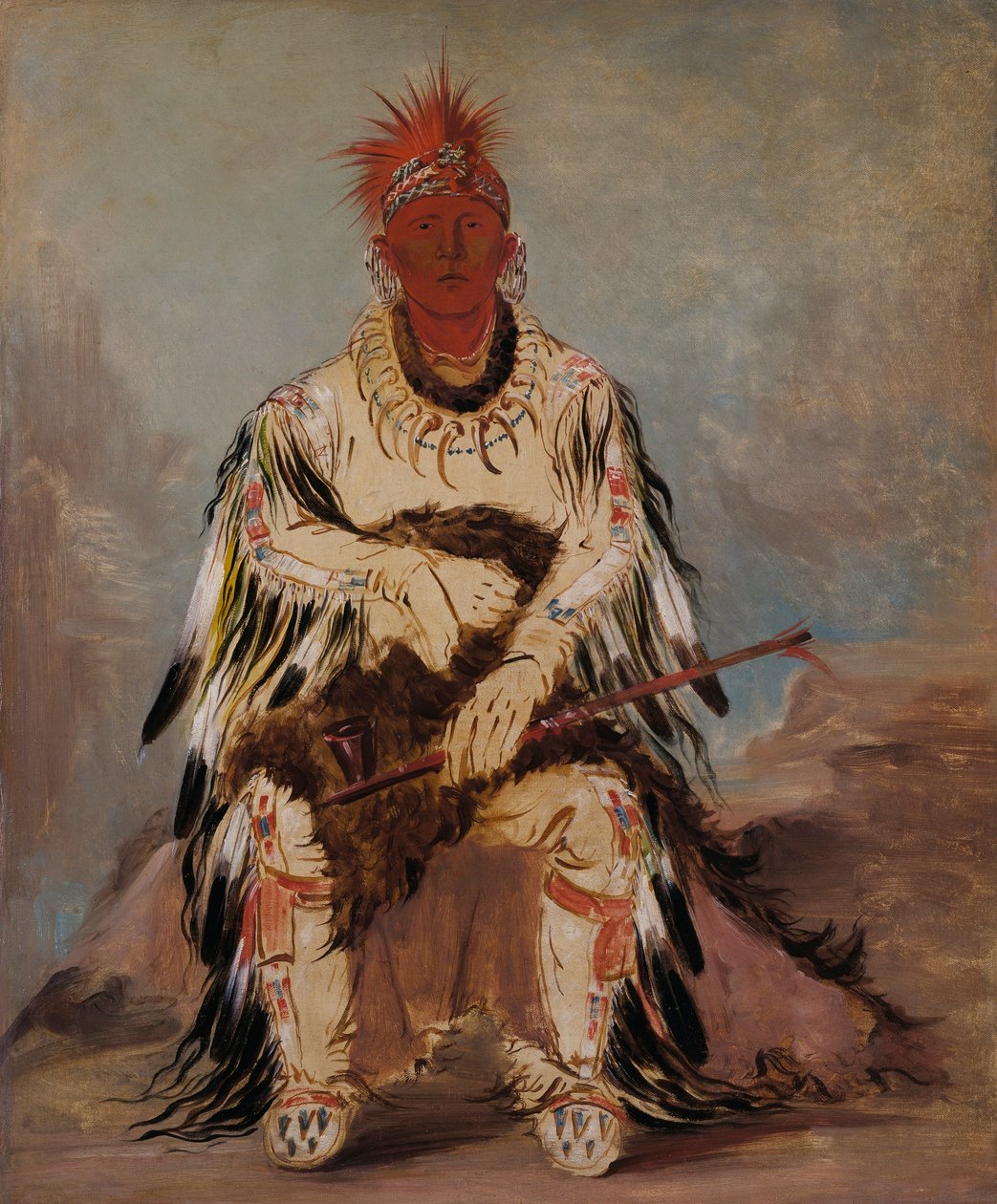 No-wáy-ke-súg-gah, Hij die twee tegelijk slaat, een dappere door George Catlin