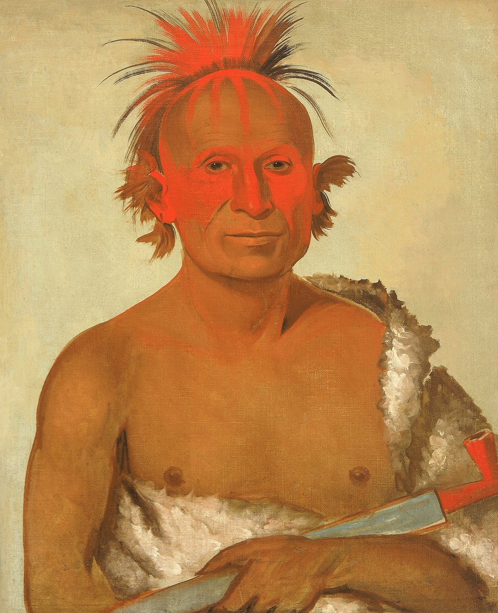 Pash-ee-pa-hó, Kleine Stekende Leider, de Jongere, een van Black Hawks dapperen door George Catlin