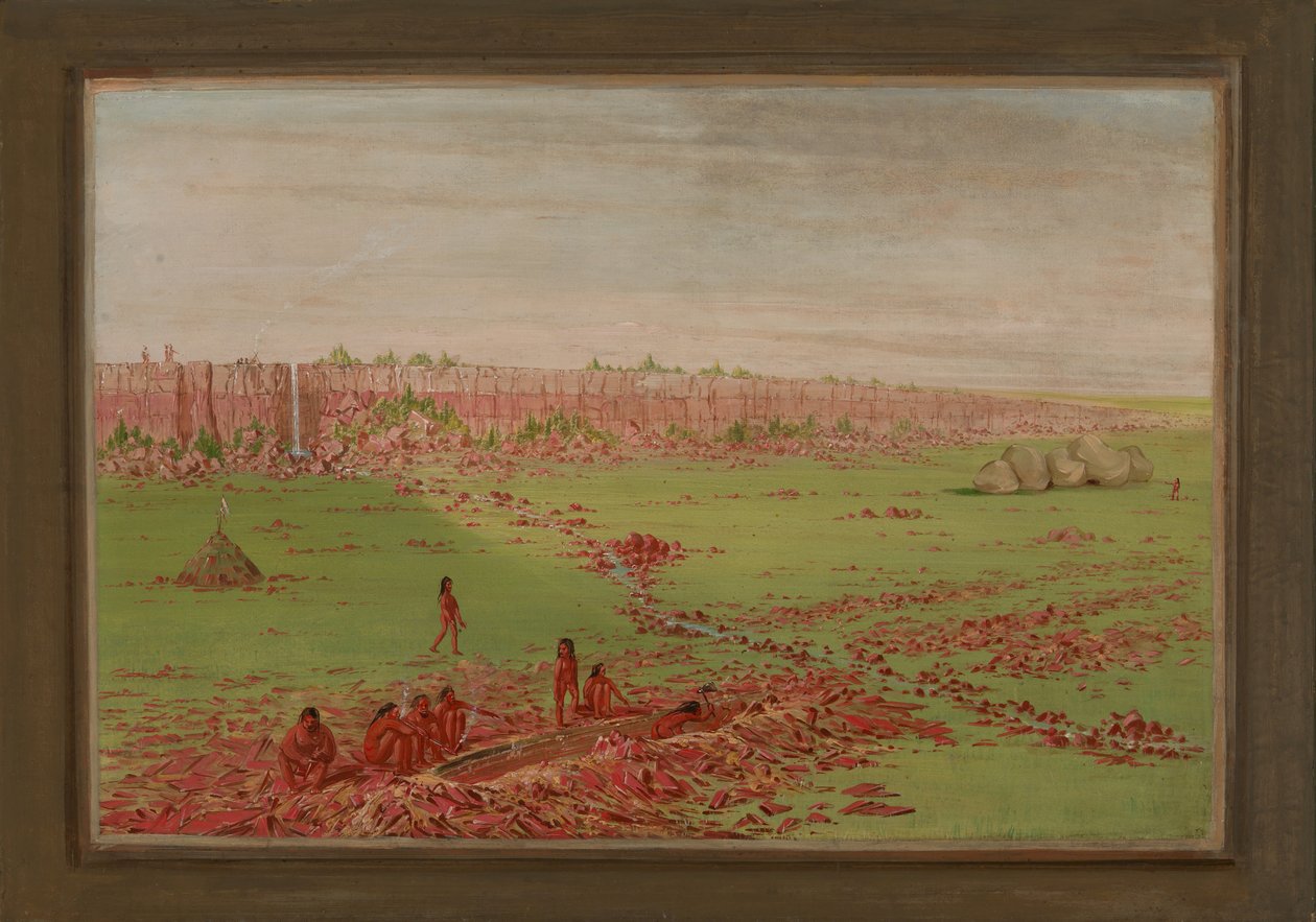 Pijpsteengroeve op het Coteau des Prairies door George Catlin