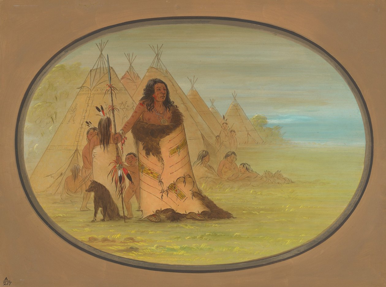 Puncah-hoofdman omringd door zijn familie, 1861-1869 door George Catlin