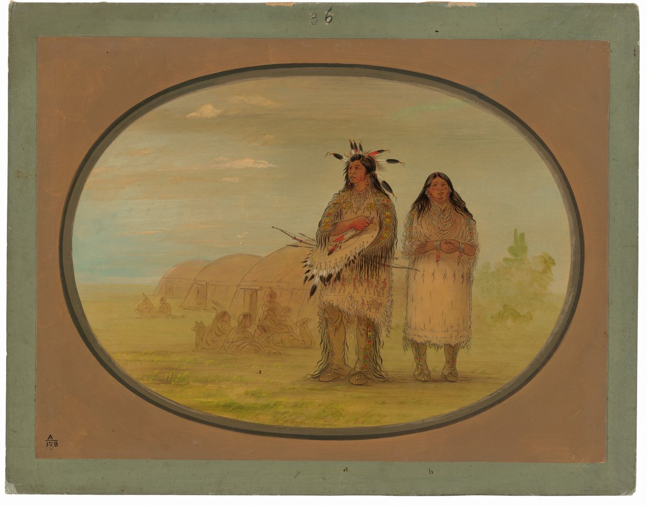 Riccarree Hoofdman en Zijn Vrouw door George Catlin