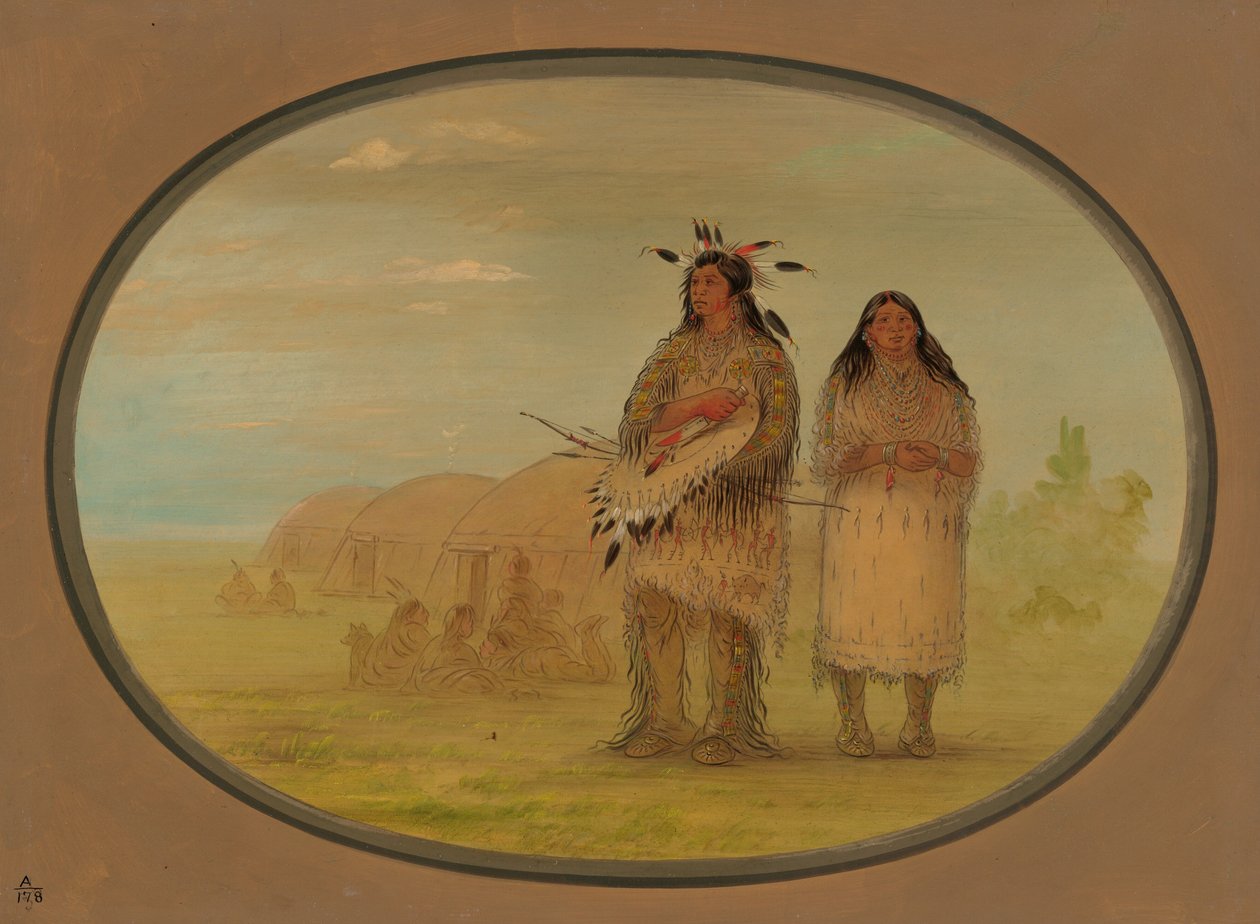 Riccarree Hoofdman en Zijn Vrouw, 1861-1869 door George Catlin