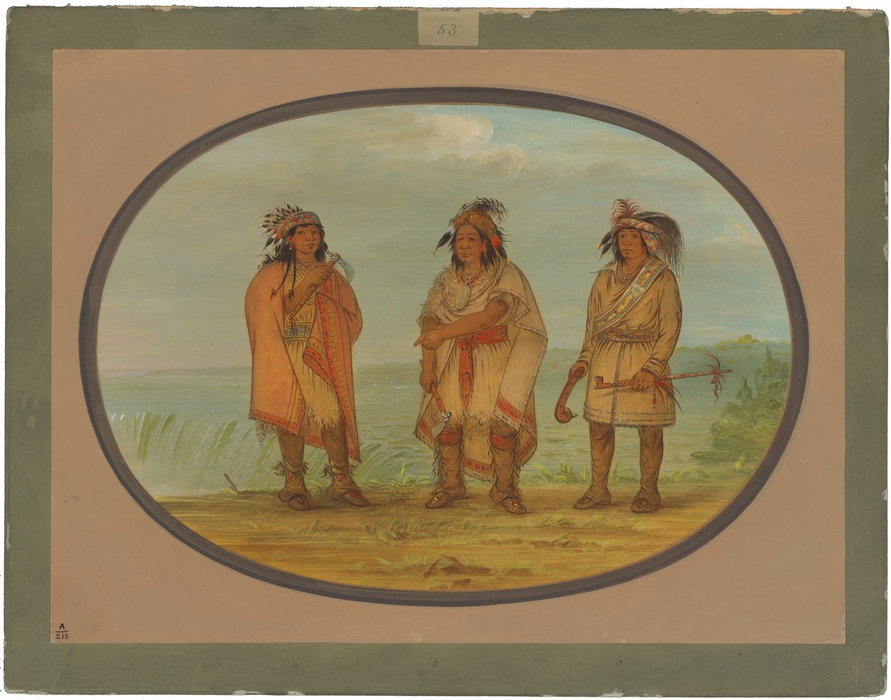 Seneca-opperhoofd, Red Jacket, met twee krijgers door George Catlin