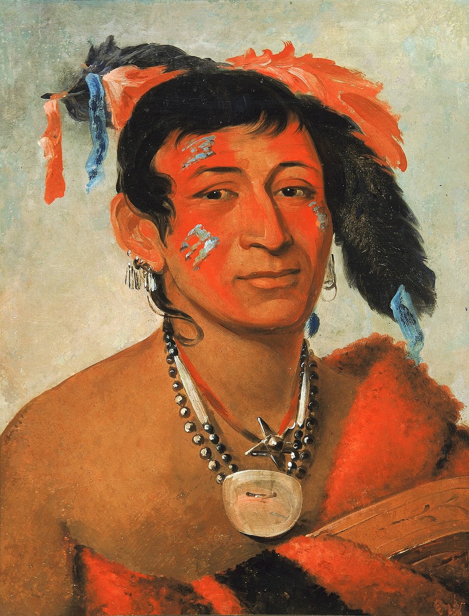Sha-wá-no, het zuiden, een bekende krijger door George Catlin