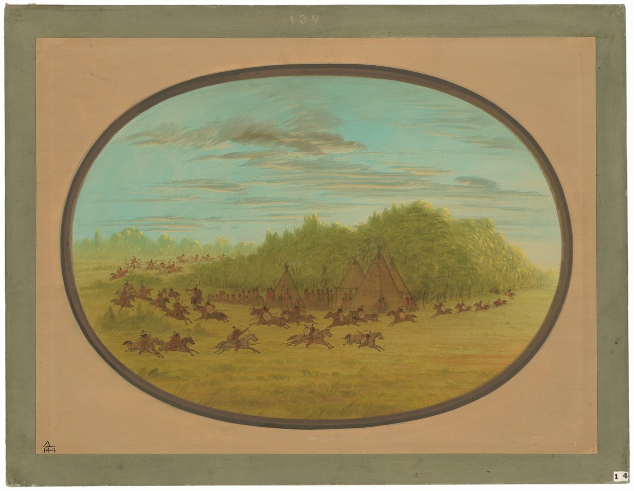 Schijngevecht van de Camanchees door George Catlin